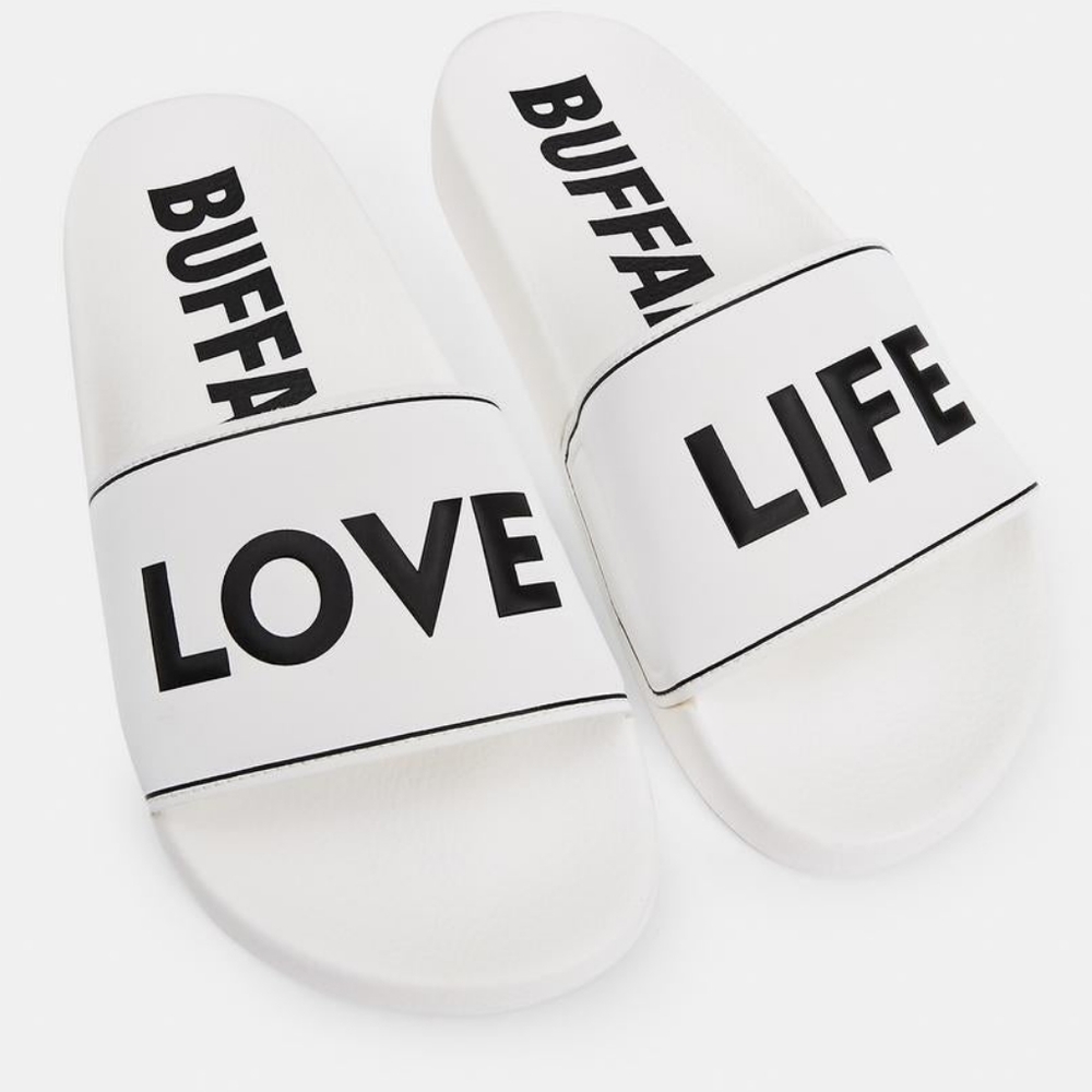 👣BUFFALO 💮White Riley Slides "Love Life"footwear - Picture 2 of 15